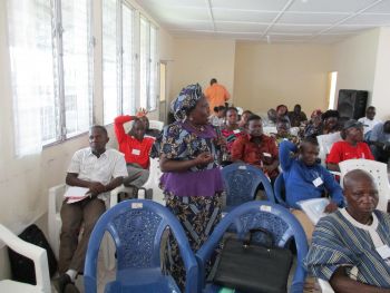 A female participant makes remarks and the GC/CSO Engagement workshop